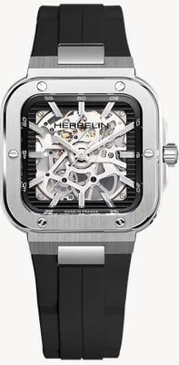 Herbelin Cap Camarat Square Automatic Skeleton (39mm) Skeleton Dial / Black FKM Rubber Strap 1646SQ14CA