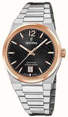 Festina Swiss Made Rivé Quartz (35mm) Black Dial / Stainless Steel Bracelet F20066/4