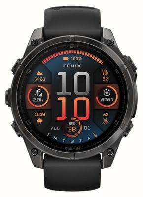 Garmin Fenix 8 47mm AMOLED Sapphire Premium Multisport GPS Smartwatch Carbon Grey with Black Silicone 010-02904-21