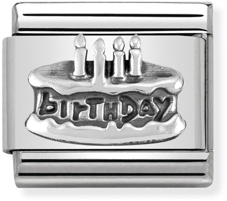 Nomination Classic Birthday Cake Oxidised Sterling Silver & Steel Charm 330101/20