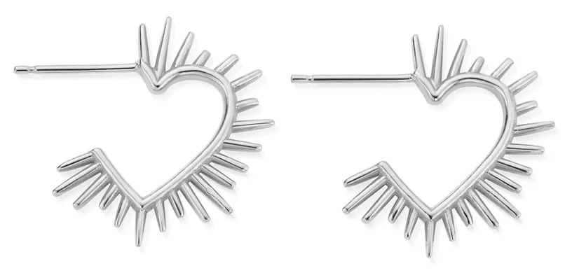ChloBo SEH3598 Heart Ray Hoop Earrings - 925 Sterling Silver Jewellery