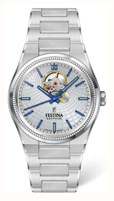 Festina Swiss Made Rivé Open Heart Automatic (40mm) Silver Dial / Stainless Steel Bracelet F20053/1