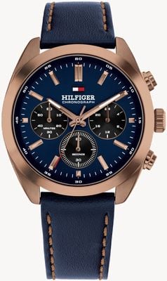 Tommy Hilfiger Hudson Chronograph (40mm) Blue Dial / Blue Leather Strap 1710721