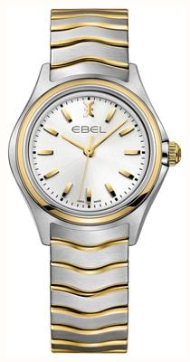 EBEL Wave 18K (30mm) Silver Galvanic Dial / Two-Tone Stainless Steel Wave-Link Bracelet 1216195