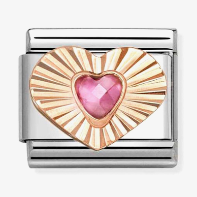 Nomination Rose Gold Heart Charm With Pink CZ 430610/003