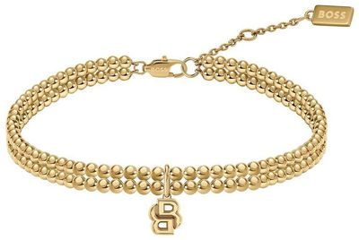BOSS Jewellery Ladies' Double B Gold Plated Monogram Bead Bracelet 1580869