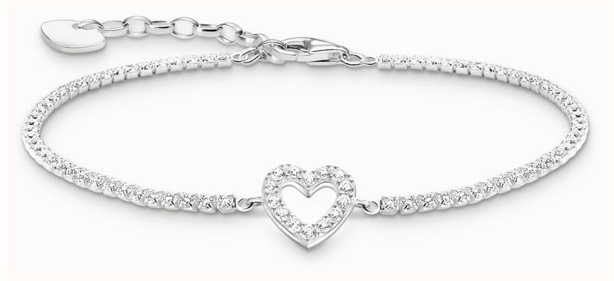 Thomas Sabo Women's Sterling Silver Tennis Bracelet with Crystal Heart 19cm A2177-051-14-L19V