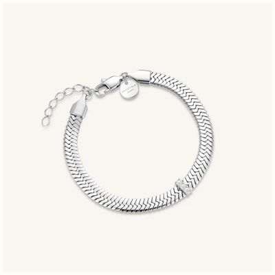Rosefield Jewellery Large Snake Silver Bracelet With Crystals JBSCS-J1192