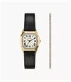 Fossil Harlow 27 mm Three-Hand Black Leather Watch and Bracelet Set ES5526SET