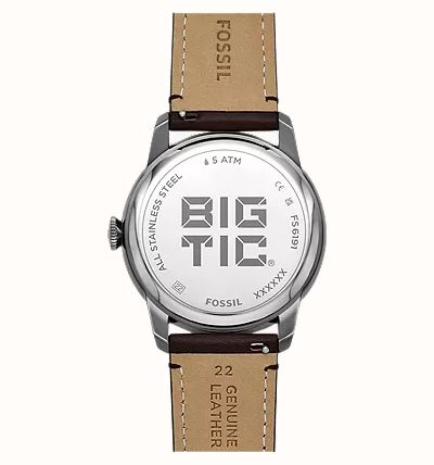 Fossil Townsman Big Tic 42 mm Gunmetal Brown Leather FS6191 - alternate view 6