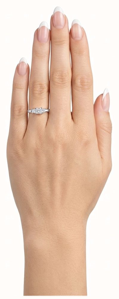 1.09ct Princess Natural Diamond Platinum Trilogy Ring J60207 - alternate view 4