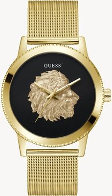 Guess Men's Monarch (44mm) Black Dial / Gold-Tone Stainless Steel Mesh Bracelet GW0702G1