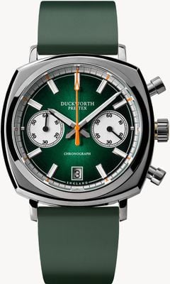 Duckworth Prestex Chronograph 42 (42mm) Green Sunburst Dial / Green Rubber D550-04-ER