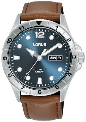 Lorus Men's Sports Automatic (42mm) Greyish Blue Dial / Brown Leather Strap RL469BX9