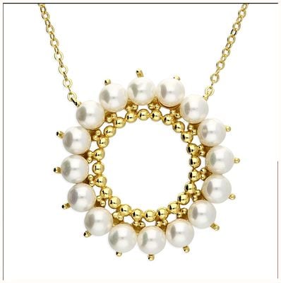 James Moore CME Silver Gold Plated Shell Pearl And Bead Open Circle H6020/Y