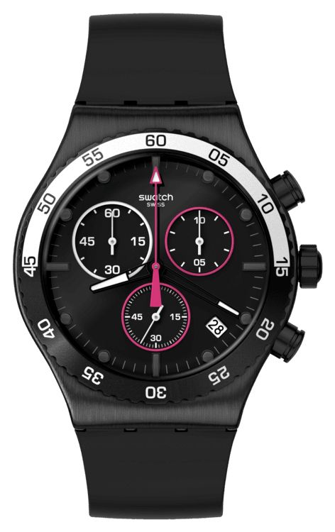 Swatch YVB413 Magenta At Night Black Chronograph Dial / Watch