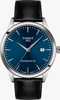 Tissot Classic Dream Powermatic 80 (40mm) Blue Sunray Dial / Black Leather Strap T1584071604100