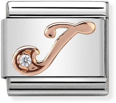 Nomination Classic Letter J 9ct Rose Gold & Steel Charm 430310/10