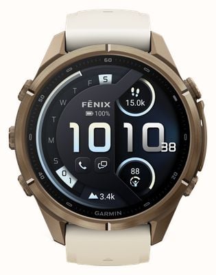 Garmin Fenix 9 Pro InReach 43mm Premium GPS Smartwatch - Autumn Gold Titanium With Cream Silicone Watch 010-04335-21