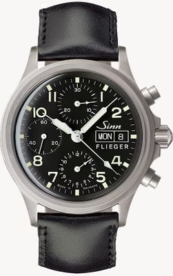Sinn Sinn 356 Pilot Traditional Chronograph (38.5mm) Black Dial / Black Leather Strap 356.020- BL43201851001203402A