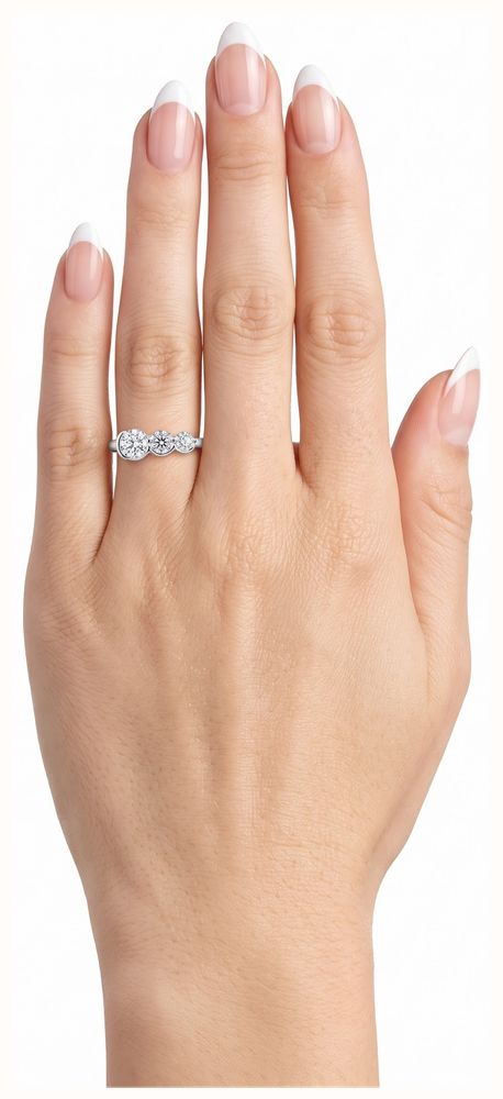 James Moore & Co 0.80ct Round Brilliant Natural Diamond 18ct White Gold Trilogy Ring J27779 - alternate view 4