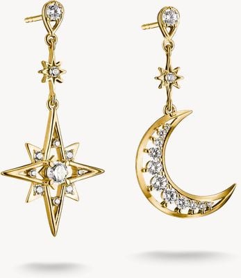 Thomas Sabo Moon and Star Earrings with white zirconia H2379-M01-14