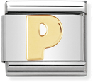 Nomination Classic Letter P 18ct Gold & Steel Charm 030101/16