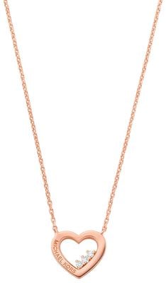 Michael Kors KORS BRILLIANCE | Rose Gold Plated Sterling Silver Necklace | Heart Pendant MKC1570AN791