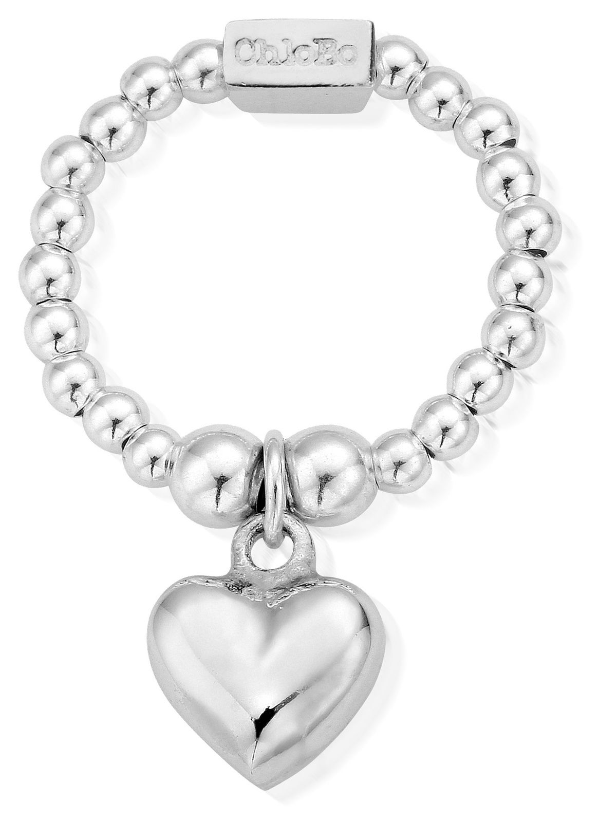 ChloBo SRM2023 Sterling Silver Mini Puffed Heart Ring Medium Jewellery