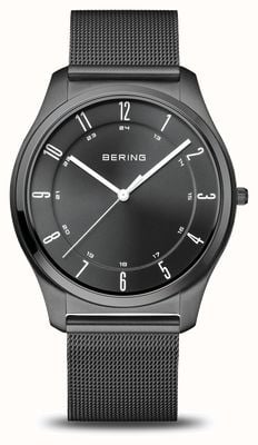 Bering Ultra-Slim Quartz (40mm) Black Sunray Dial / Black PVD Stainless Steel Mesh Bracelet 18340-222