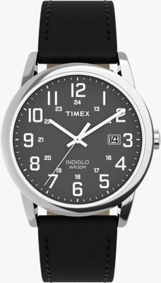 Timex Easy Reader (38mm) Black Dial / Black Leather Strap TW2Y12800