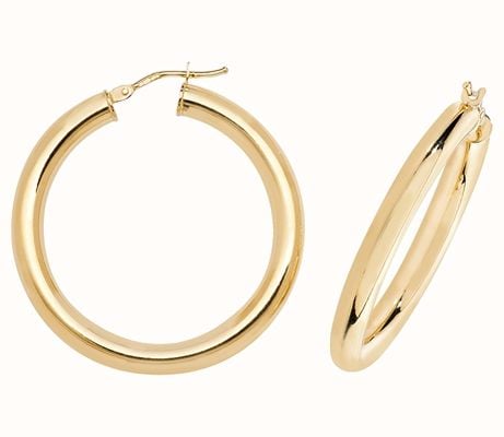 James Moore TH 9k Yellow Gold Hoop Earrings 30 mm ER1004-30