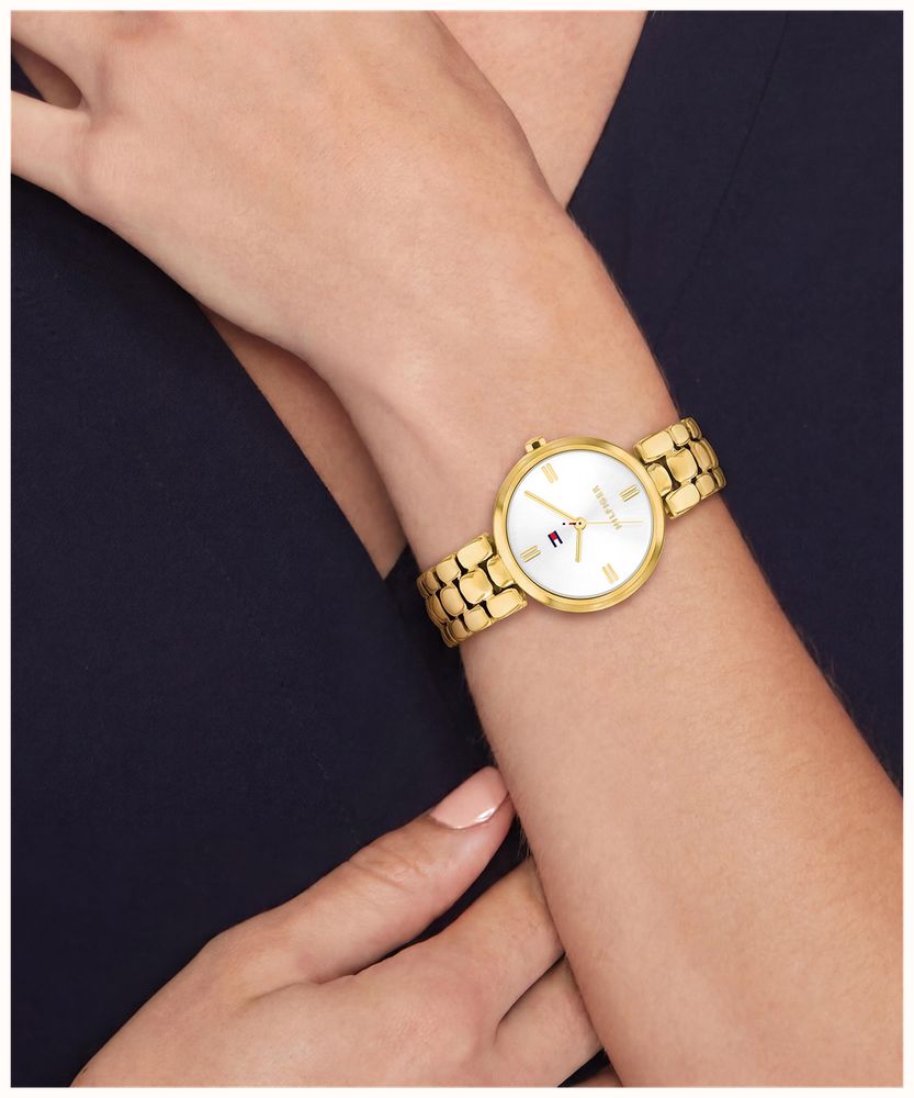 Tommy Hilfiger Annie White Dial Gold Plated Bracelet Watch 1782928 - alternate view 4
