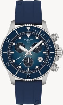 Tissot Seastar 1000 Quartz Chronograph (38mm) Graded Blue Dial / Blue Silicone Strap Watch T1202171704100