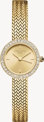 Rosefield Mini Small Edit Gold (20.4mm) Champagne Gold Sunray Dial / Gold-Plated Stainless Steel Mesh Bracelet MCGMG-M03