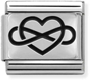 Nomination Classic Heart Oxidised Sterling Silver & Steel Charm 330102/05