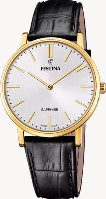 Festina Swiss Made Classic Quartz (39.3mm) Silver Dial / Black Leather Strap F20016/1