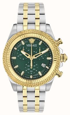 Versace FORNAX Quartz Chronograph (44mm) Green Dial / Two-Tone Stainless Steel Bracelet VE0W00425
