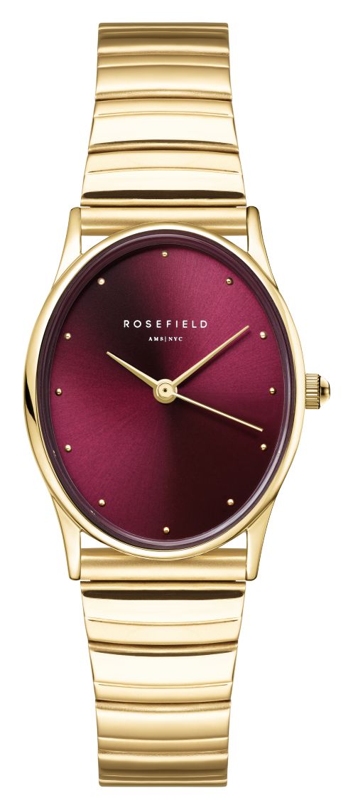 Rosefield OVGSG-OV15 Oval (24mm) Burgundy Sunray Dial / Gold Watch