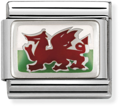 Nomination Classic Wales Flag Enamel Sterling Silver & Steel Charm 330207/02