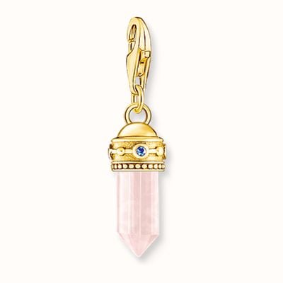 Thomas Sabo Gold-plated Charm Pendant Hexagon-shaped With Rose Quartz 2165-995-9