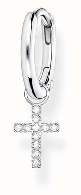 Thomas Sabo Sterling Silver Single Hoop Earring with Crystal Set Cross Pendant CR709-051-14