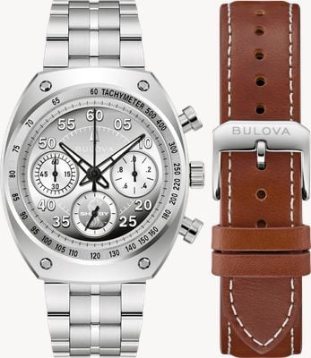 Bulova SHELBY Racer Chronograph Limited Edition (40.5mm) Silver Dial / Stainless Steel Bracelet 96K118