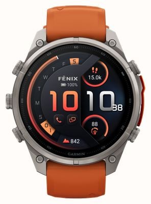 Garmin Fenix 9 Pro InReach 47mm Premium GPS Smartwatch - Titanium With Autumn Orange Silicone Watch 010-04336-01