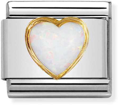 Nomination Classic White Opal 18ct Gold & Steel Charm 030501/07