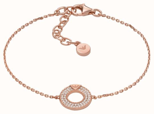 Emporio Armani Women's Crystal-Set Rose Gold-Tone Sterling Silver Ring Charm Bracelet EG3589221