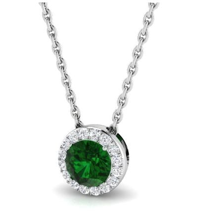 James Moore SP5988 9ct White Gold Diamond And Emerald Round Jewellery