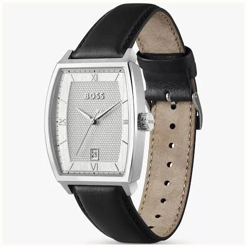 BOSS Men's 43mm Leather Strap White Dial Principle Ark 1514354 - alternate view 2