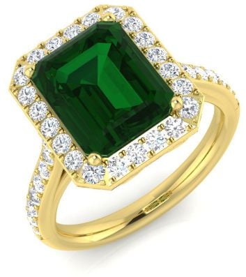 9ct Yellow Gold Lab-Grown Emerald And Diamond Ring SR455(LM-LG-YG)