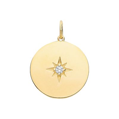 James Moore TH PN1169 9ct Yellow Gold Star Textured Disc Jewellery